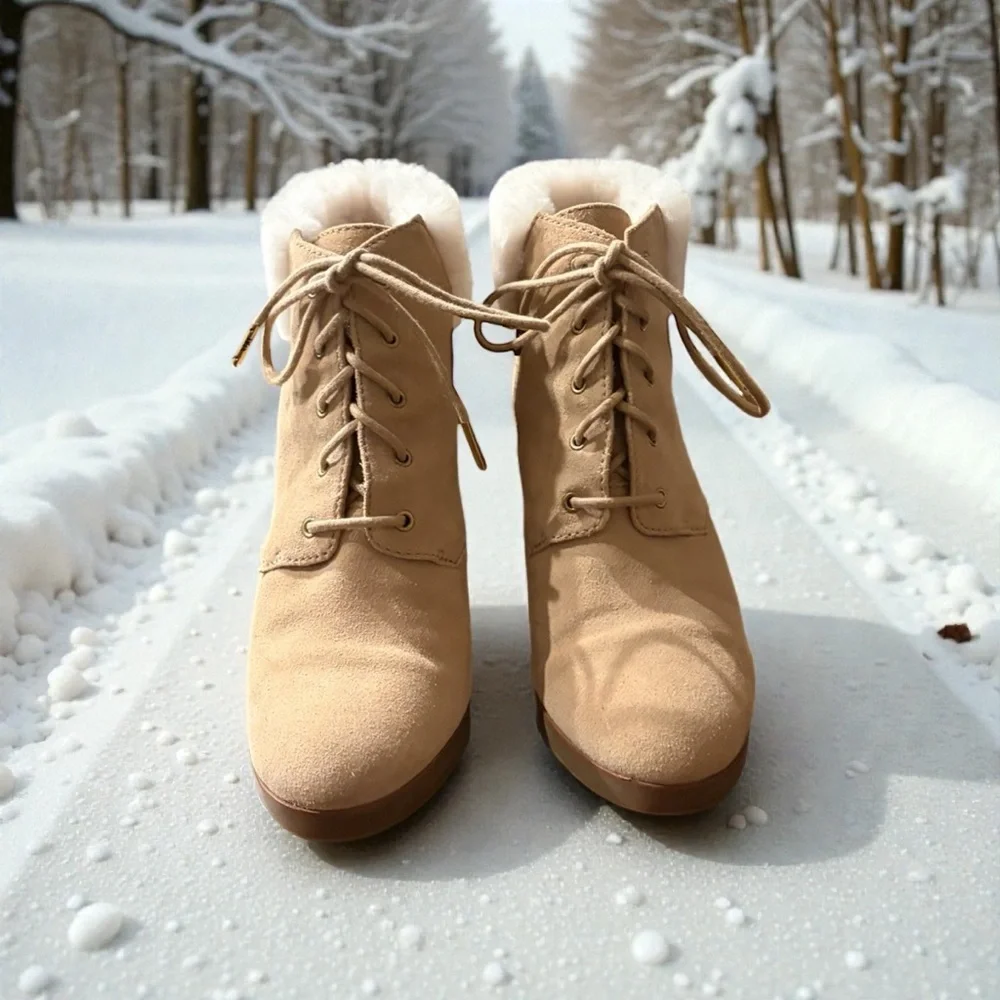 Michael Kors Carrigan Shearling Tan Suede Leather Women's Wedge Ankle Boots